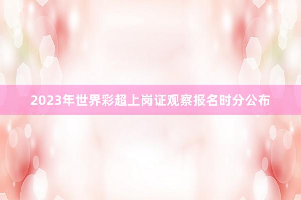 2023年世界彩超上岗证观察报名时分公布